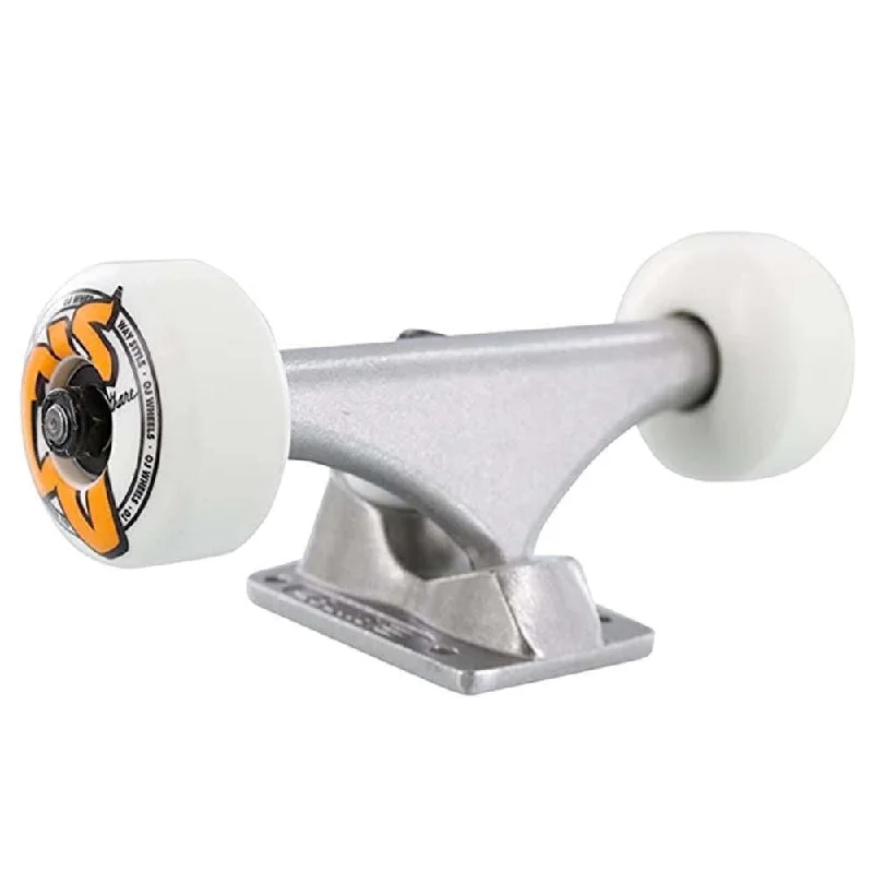 Skateboard Trucks With Best Shock Absorption-Bullet Skateboard Trucks Assembly with 101a 53mm OJ Logo Silver 140mm