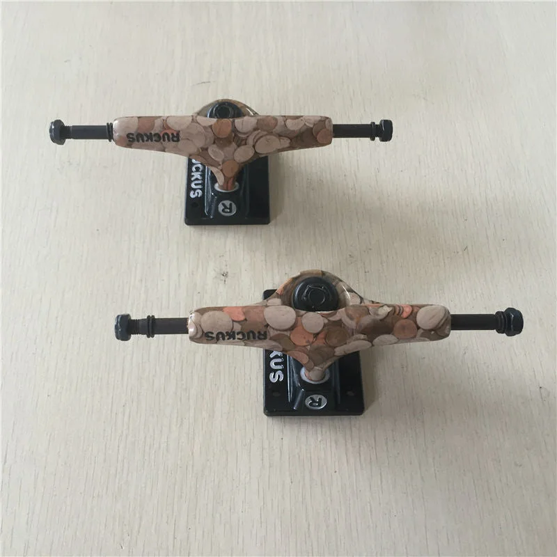 Pro-Level Skateboard Trucks-2Pcs Quality 5.0"Middle Rocus Skateboarding Truck made with Aluminum and Good design Black and Logo and peple around Trucks