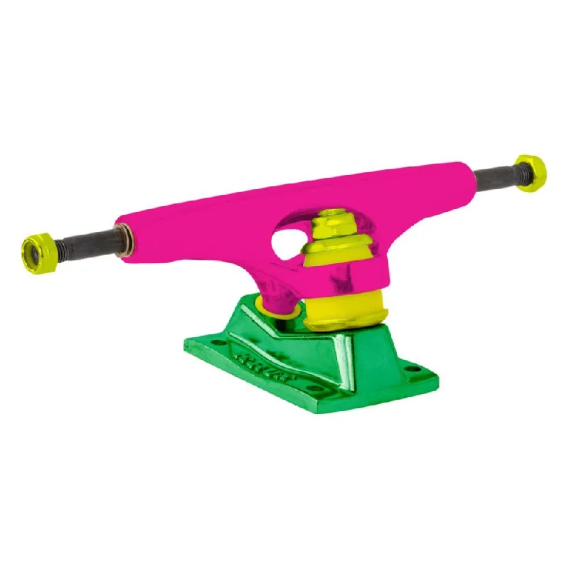 Best Skateboard Trucks For All Terrains-Krux Skateboard Trucks K5 The Raver Standard Pink / Green / Yellow - 8.0"