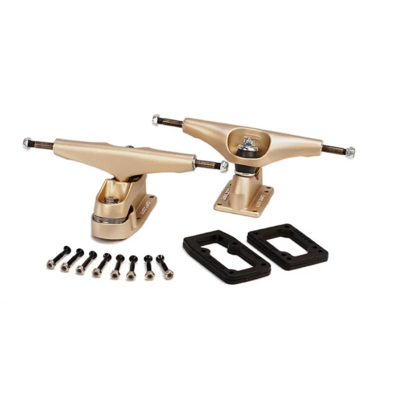 Longboard Compatible Skateboard Trucks-Carver C7 Bel Air Gold Metallic Truck Set - Hollow