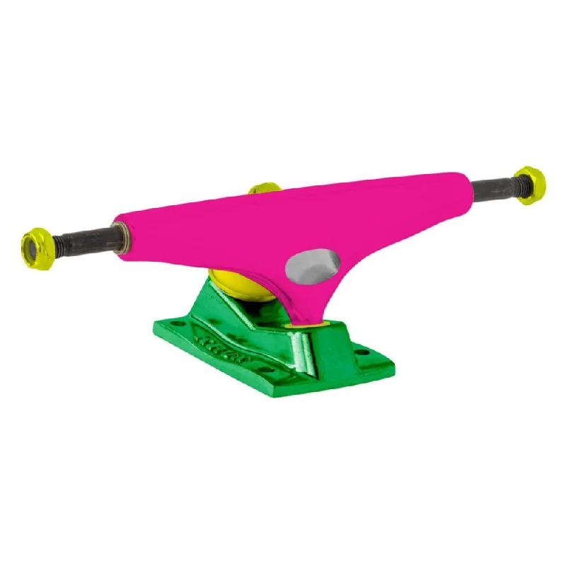 Skateboard Trucks With Hollow Kingpin-Krux Skateboard Truckss K5 The Raver Standard Pink/Green/Yellow 8"