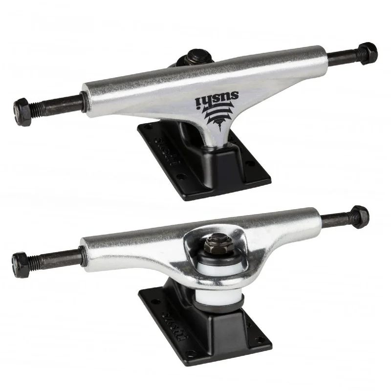 Skateboard Trucks With Maximum Impact Resistance-Sushi Pagoda 5.25 Skateboard Trucks, Polished/Black