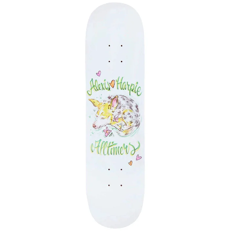 Skateboard Deck with Premium Veneer-Alltimers Alexis Loves Harpie Skateboard Deck - White - 8.25"