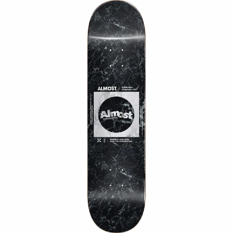 Skateboard Deck with Premium Grade Maple-Almost Minimalist Black/White 8.25" Skateboard Deck