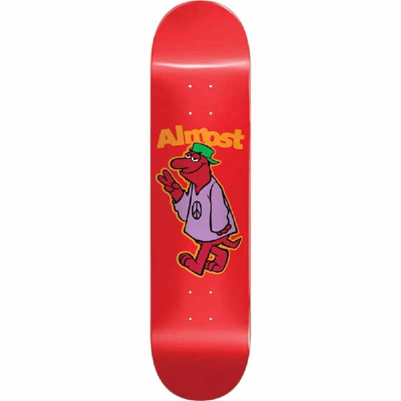 Skateboard Deck for Trick Practice-Almost Peace Out Red Hyb 8.12" Skateboard Deck