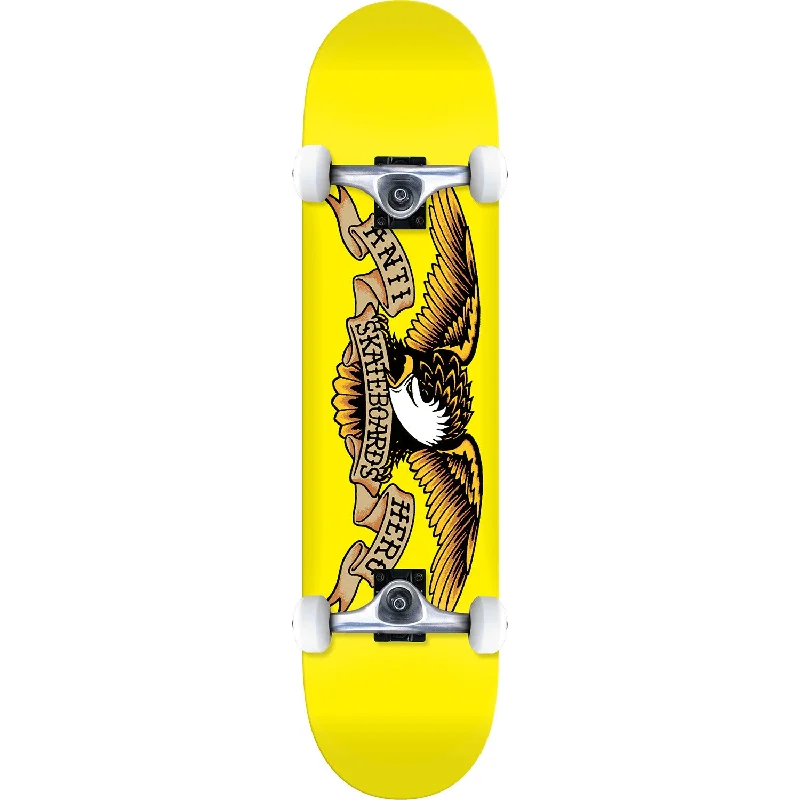 Skateboard for College Dorm Life-Anti Hero Classic Eagle Mid Skateboard Complete 7.3" - Yellow