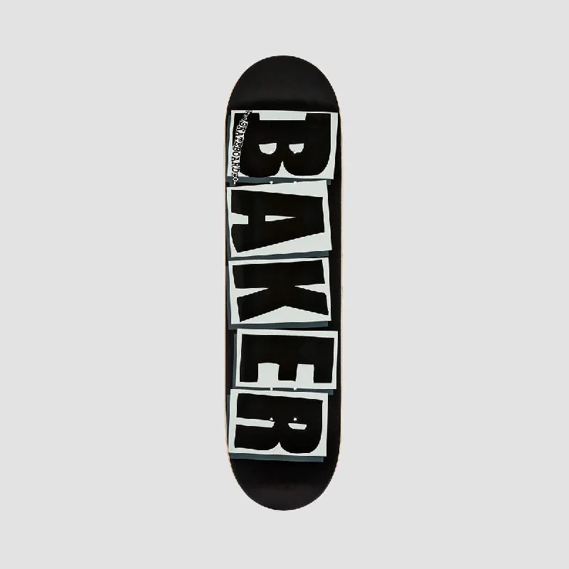 Skateboard Deck with Advanced Construction-Baker Brand Logo Skateboard Deck Black/Black/White - 8.475"