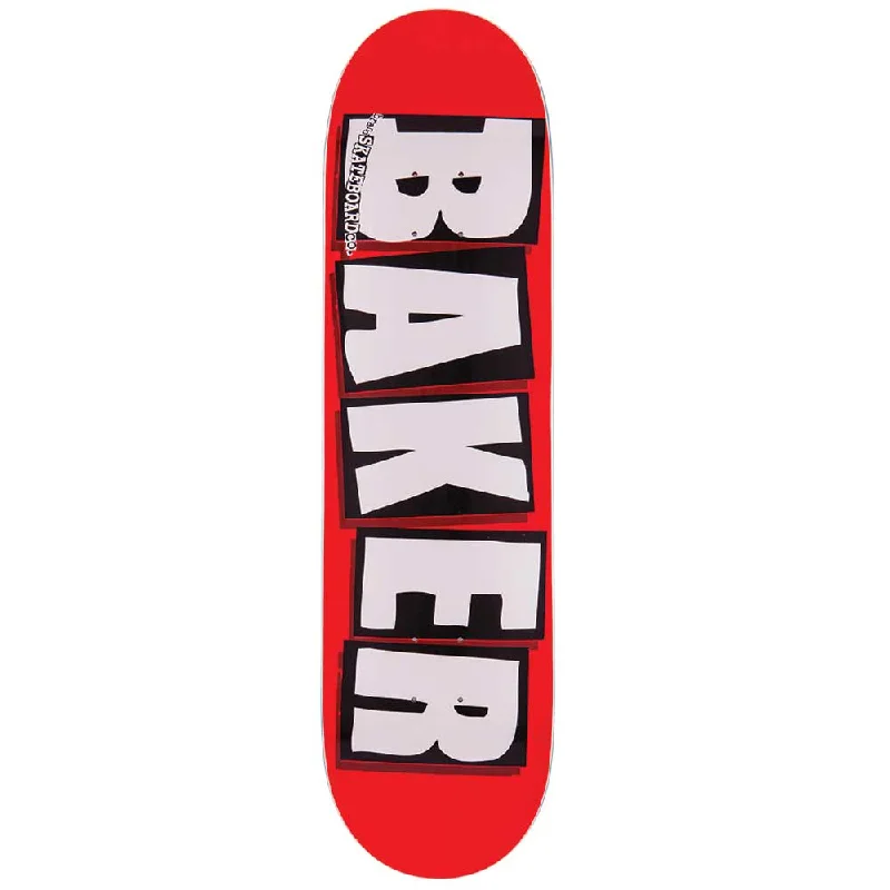 Skateboard Deck with Reinforced Edges-Baker Skateboard Brand Logo Red/Wht Deck 8.25"