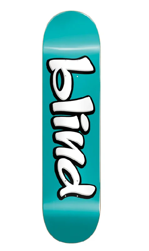 Skateboard Deck with Pop & Control-Blind Vintage Blind Logo RHM Deck Teal 7.75in