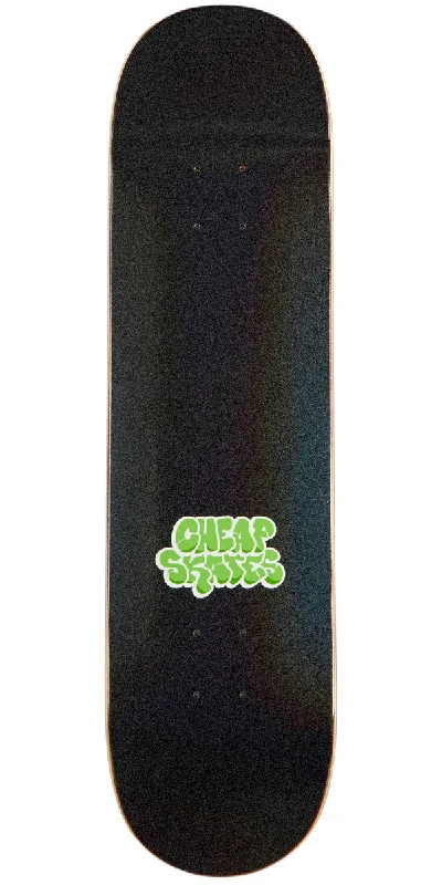 Skateboard Deck with Custom Engraving-CCS Cheap Skates Tag Glitter Skateboard Deck - Black