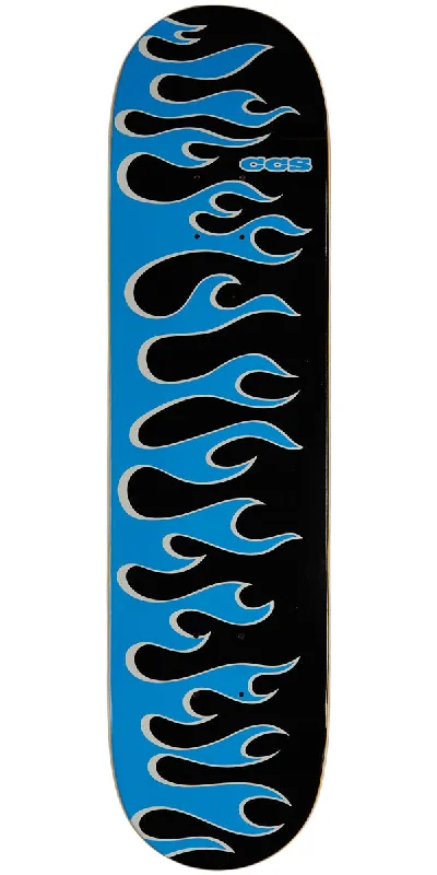 Skateboard Deck with Iconic Skate Brands-CCS Flames Skateboard Deck - Black/Blue