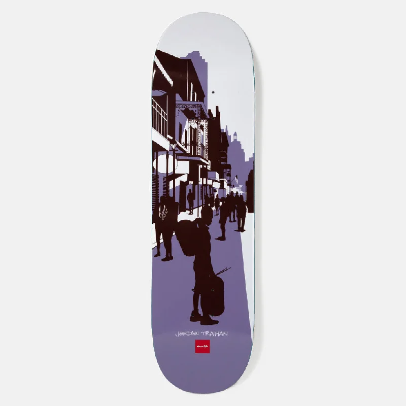 Skateboard Deck with Extra Pop-Chocolate Skateboards - 8.5" Twin Tip Jordan Trahan Evan Hecox City ('23) Skateboard Deck - Purple