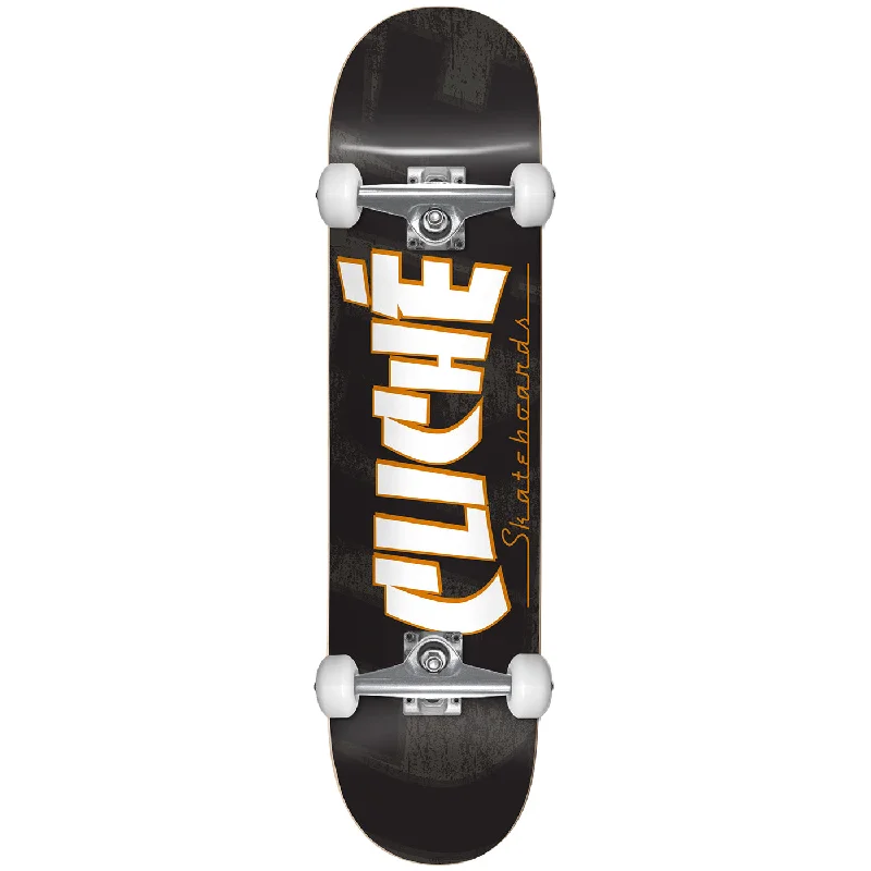 Skateboard with LED Wheels-Cliche Skateboards Banco Charcoal Youth Complete Skateboard - 7"