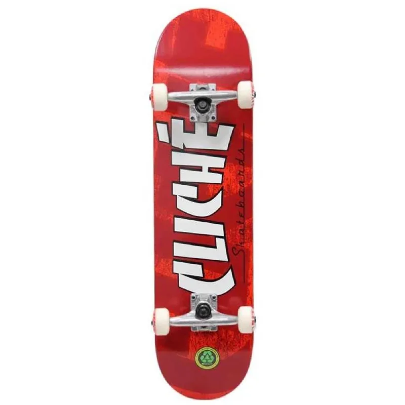 Skateboard for Streetwear Fans-Cliche Skateboards Banco Red Complete Skateboard - 8"