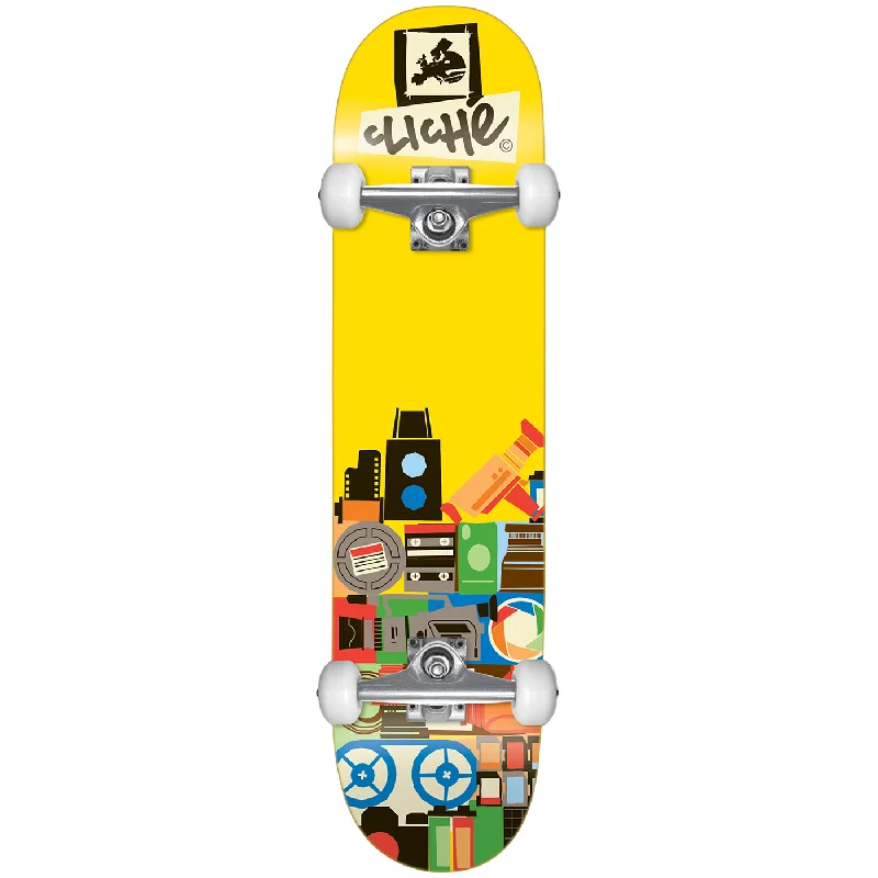 Skateboard for Vert Skating-Cliche Skateboards Document Yellow Complete Skateboard - 8"