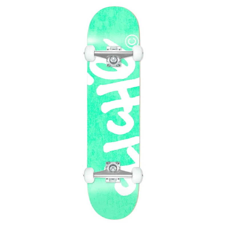 Skateboard with High-Speed Bearings-Cliche Skateboards Handwritten Youth Teal / White Complete Skateboard - 7.375"