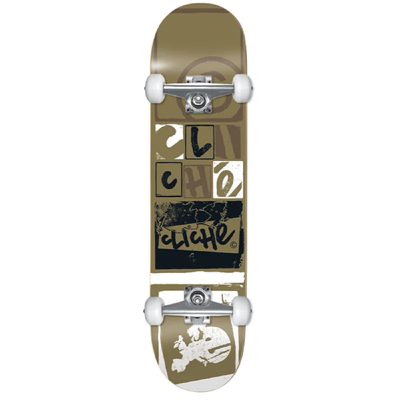 Skateboard for Performance Riders-Cliche Skateboards Letter Press Gold Complete Skateboard - 7.75"