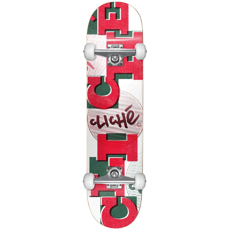 Skateboard with ABEC Bearings-Cliche Skateboards Uppercase Red / White Complete Skateboard - 7.875"