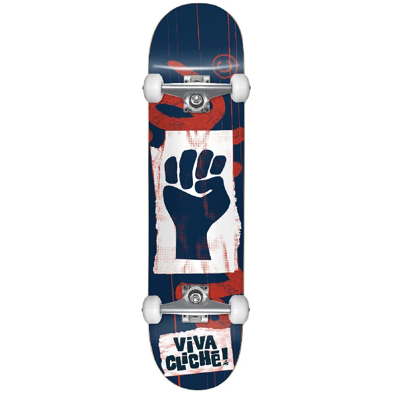 Skateboard with Custom Design-Cliche Skateboards Viva Cliche Blue / Red Complete Skateboard - 7.75"