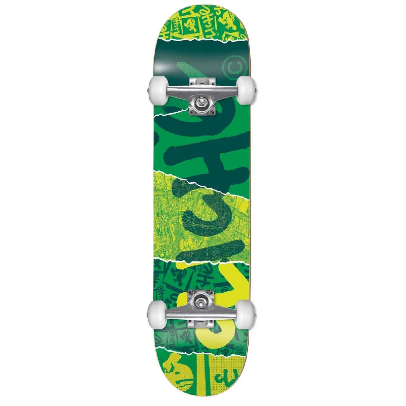 Skateboard with Custom Graphics-Cliche Skateboards Youth Ripped Green Complete Skateboard - 7"