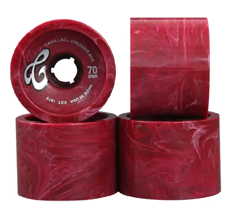 Skateboard Wheels for High-Impact Jumps-Cadillac 70MM/80A MAROON MARBLE cruiser wheels