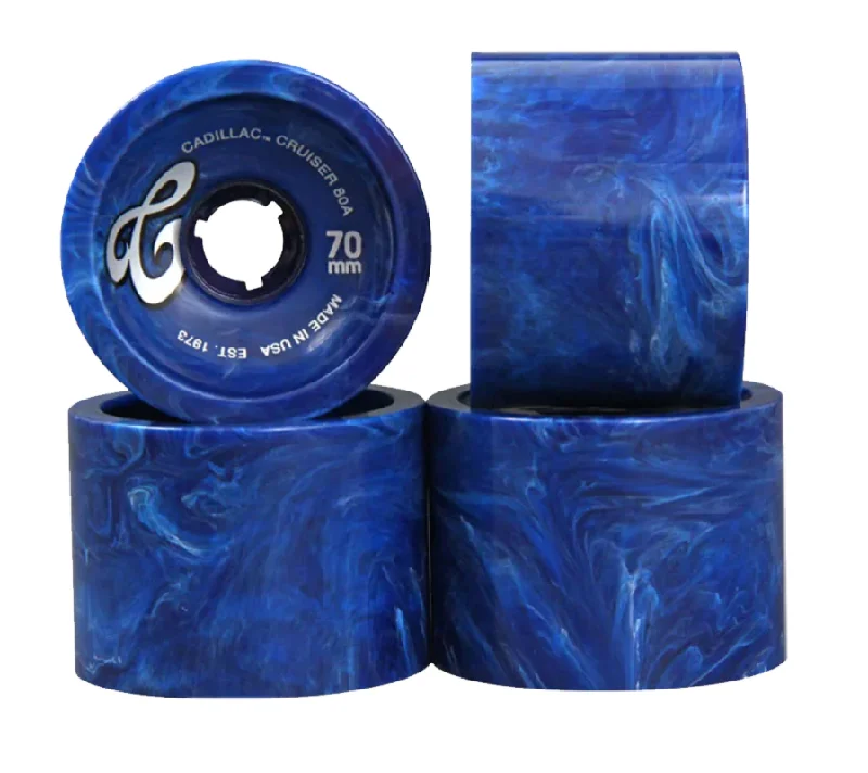 Skateboard Wheels with Eco-Friendly Materials-Cadillac 70MM/80A BLUE MARBLE cruiser wheels