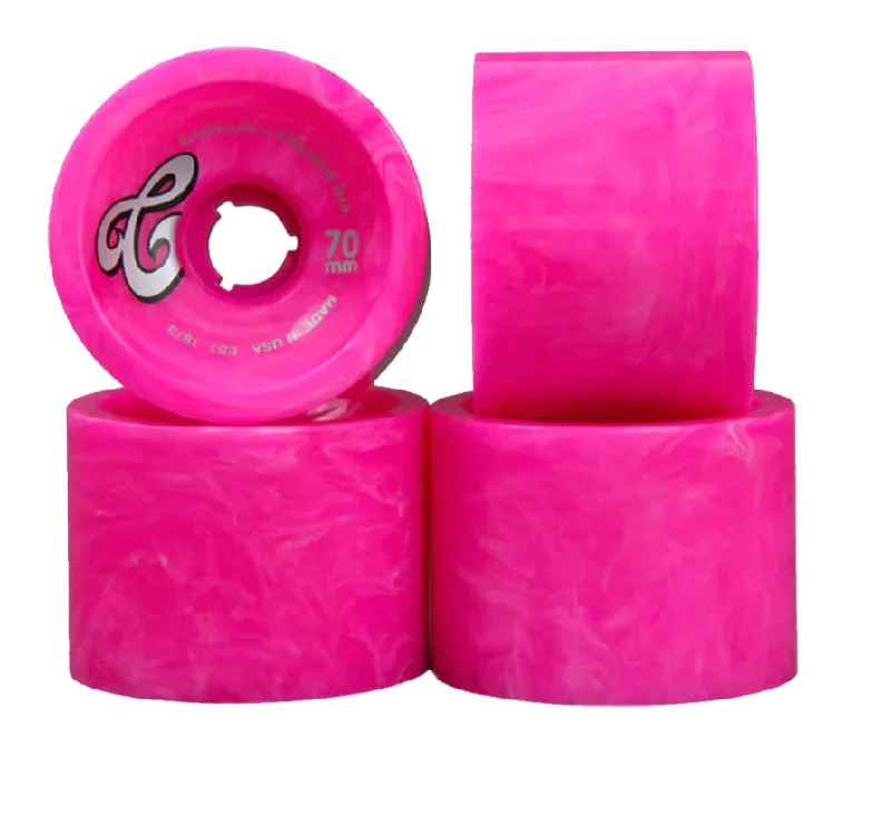 Custom Skateboard Wheels-Cadillac 70MM/80A PINK MARBLE cruiser wheels