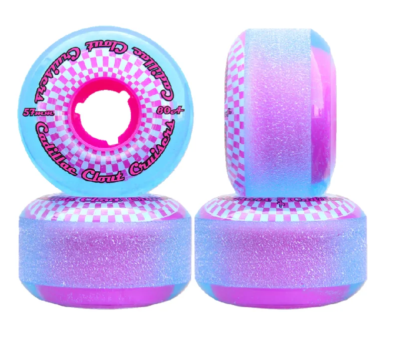 Professional Skateboard Wheels-Cadillac CLOUT 57MM/80A BLUE/PINK cruiser wheels