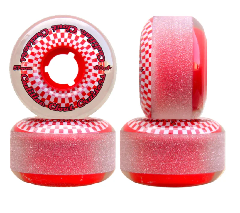 Mini Skateboard Wheels-Cadillac CLOUT 57MM/80A SMOKE/RED cruiser wheels