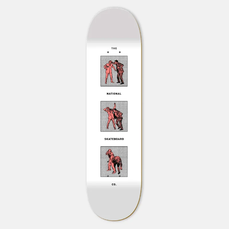 High-Performance Skateboard Deck-The National Skateboard Co. - 8.5" Office Politics Skateboard Deck (High Concave) - White