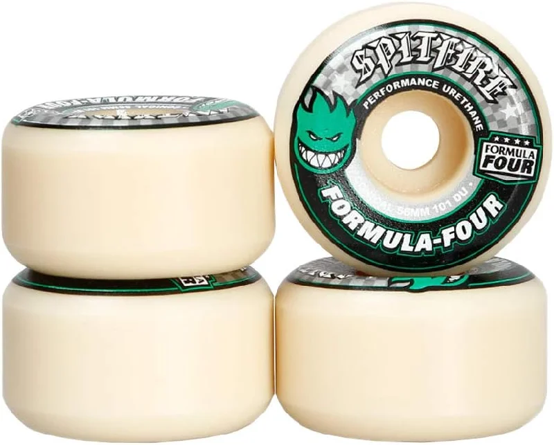 Skateboard Wheels for Long-Distance Riding-Spitfire Formula Four Skateboard Wheels Conical Green 101DU Natural 56mm