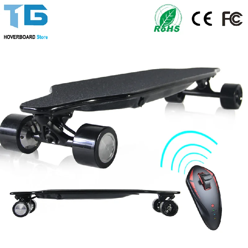 Skateboard with Soft Bushings-Double Drive Electric Skateboard Wireless Remote Control 2x300W Motors 4 Wheels Dual Drive Electric Scooter Longboard 36V 4.4Ah