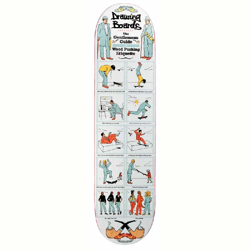 Skateboard Deck with Expert-Level Design-Drawing Boards Gentlemans Guide Skateboard Deck