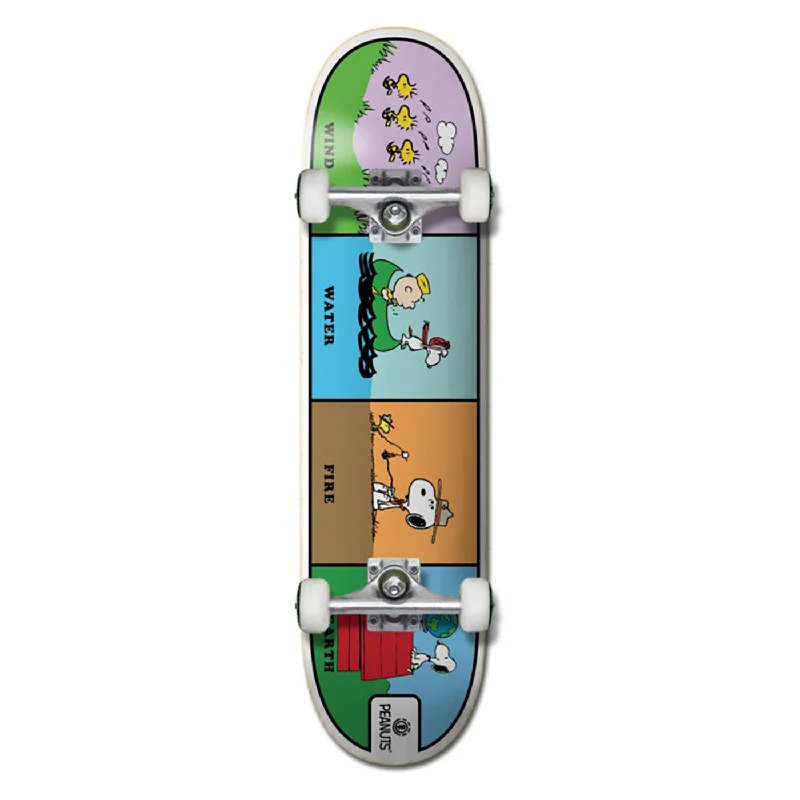 Skateboard with All-Terrain Wheels-Element Peanuts Wind Water Fire Earth Complete Skateboard - 8"