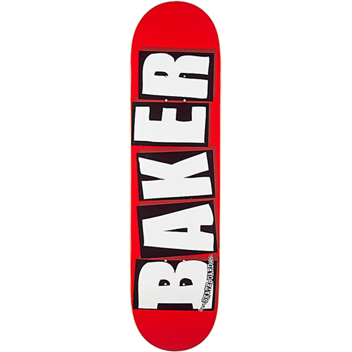 Skateboard Deck with Narrow Stance-Baker Brand Logo Skateboard Deck -8.0 Red/White DECK ONLY