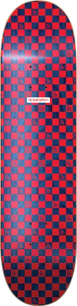 Skateboard Deck with Heavy-Duty Material-Hs Checkers Skateboard Deck -8.0 Red/Navy DECK ONLY