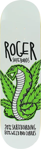 Skateboard Deck with Natural Wood Finish-Roger Weed & Cobras Skateboard Deck -8.25 White DECK ONLY