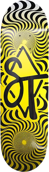 Skateboard Deck for Daily Commutes-Sandlot Times Psych'D Skateboard Deck -8.0 Yellow/Black DECK ONLY