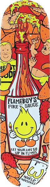 Skateboard Deck with Premium Veneer-Wi Flameboy Fire Sauce Skateboard Deck -8.25 DECK ONLY