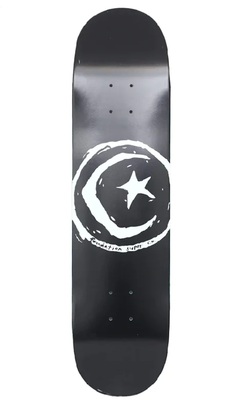 Skateboard Deck with Deep Concave-Foundation Star Star & Moon Deck Black 8.375in