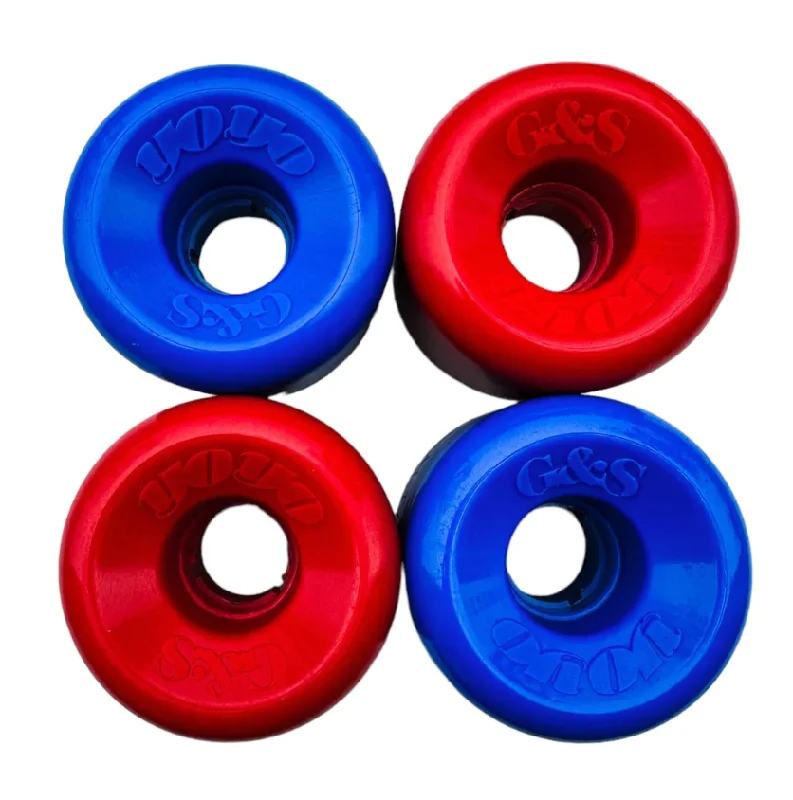 Skateboard Wheels for Downhill Racing-G&S YO-YO 86A - Mixed Set - Red + Blue Wheels