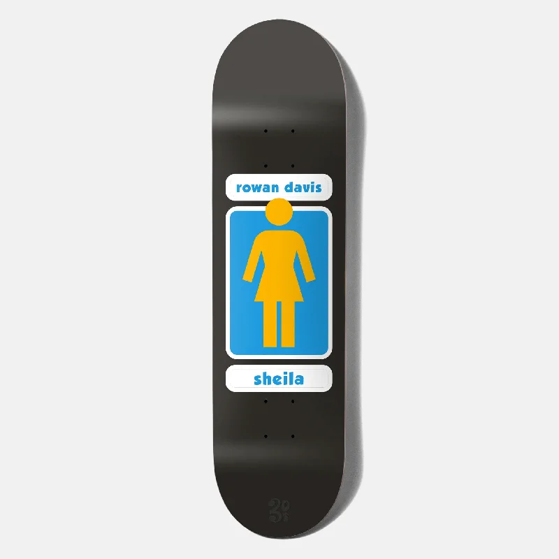 Skateboard Deck with Low Kick-Girl Skateboards - 8.0" Rowan Davis 93 Til Skateboard Deck - Black