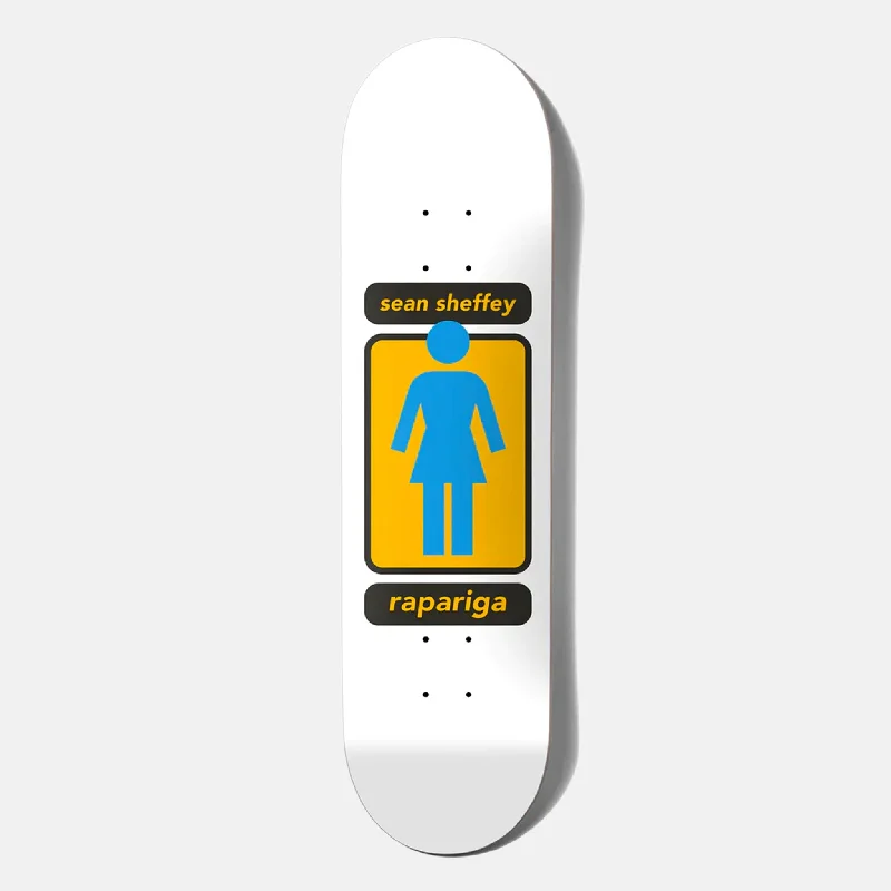 Skateboard Deck with Double Kicktail-Girl Skateboards - 8.375" Sean Sheffey 93 Til Skateboard Deck - White