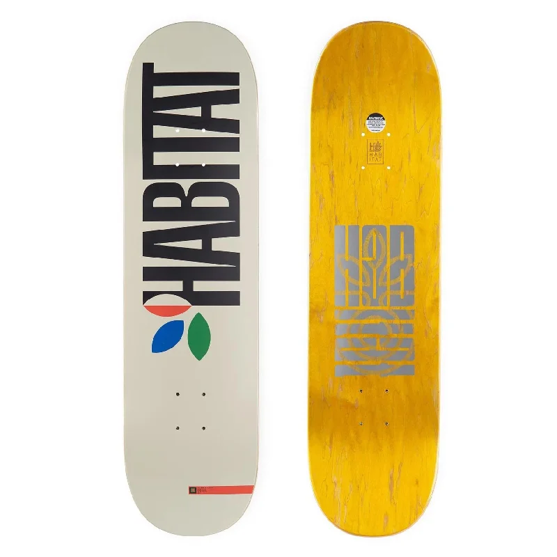 Skateboard Deck with Reinforced Layers-Habitat Apex Bold White (Twin Tail) Skateboard Deck - 8.5"