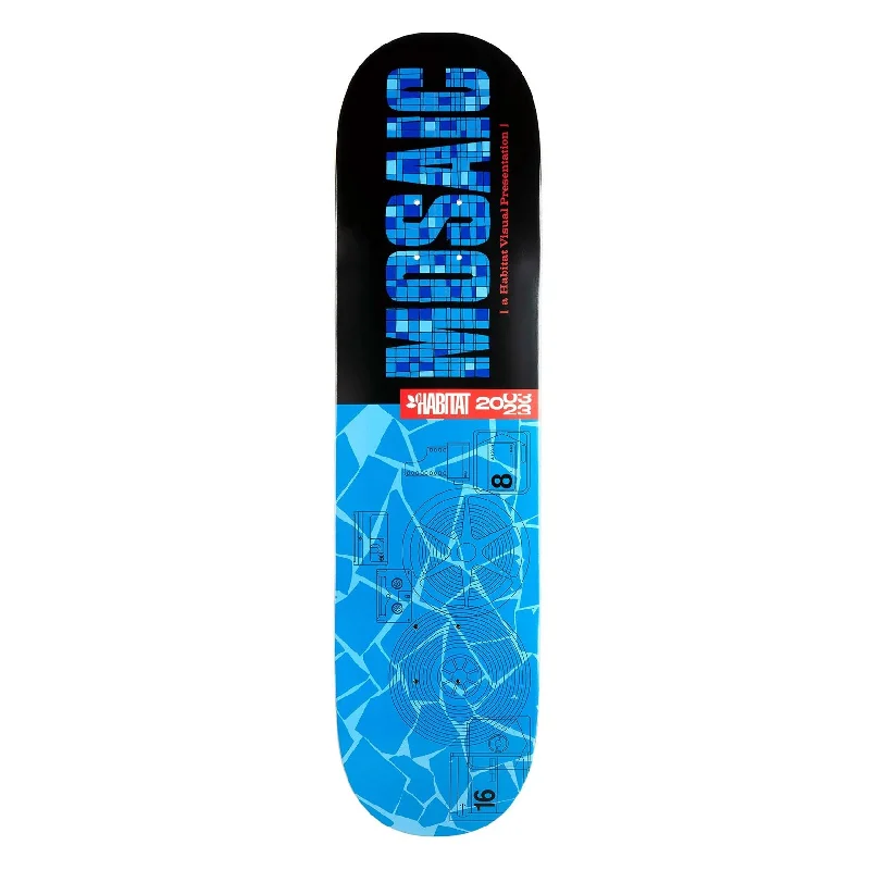 Skateboard Deck with Kicktail-Habitat Mosaic Year Anniversary Black Skateboard Deck - 20.0"