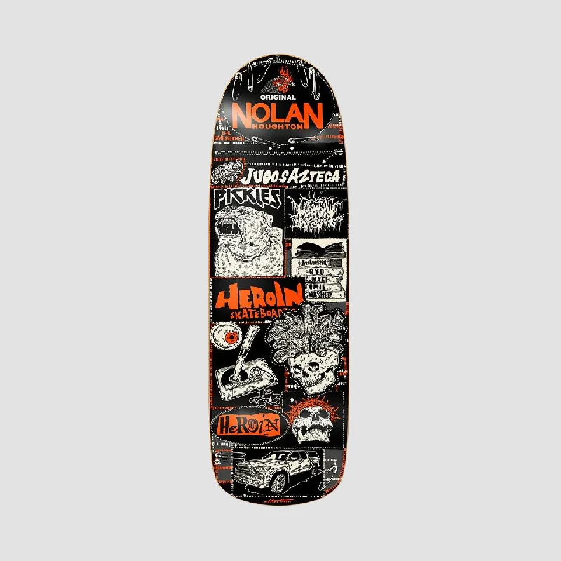 Skateboard Deck with Extra Strong Core-Heroin Nolan's Original Skateboard Deck Dipped Black - 9.75"