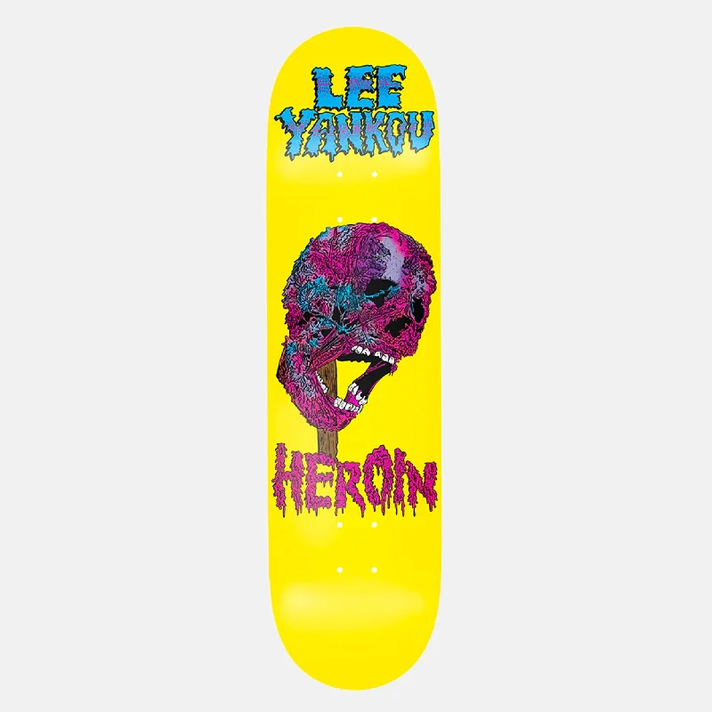 Skateboard Deck for Hardcore Skaters-Heroin Skateboards - 8.25" Lee Yankou Face Melter Dipped Skateboard Deck (Yellow)