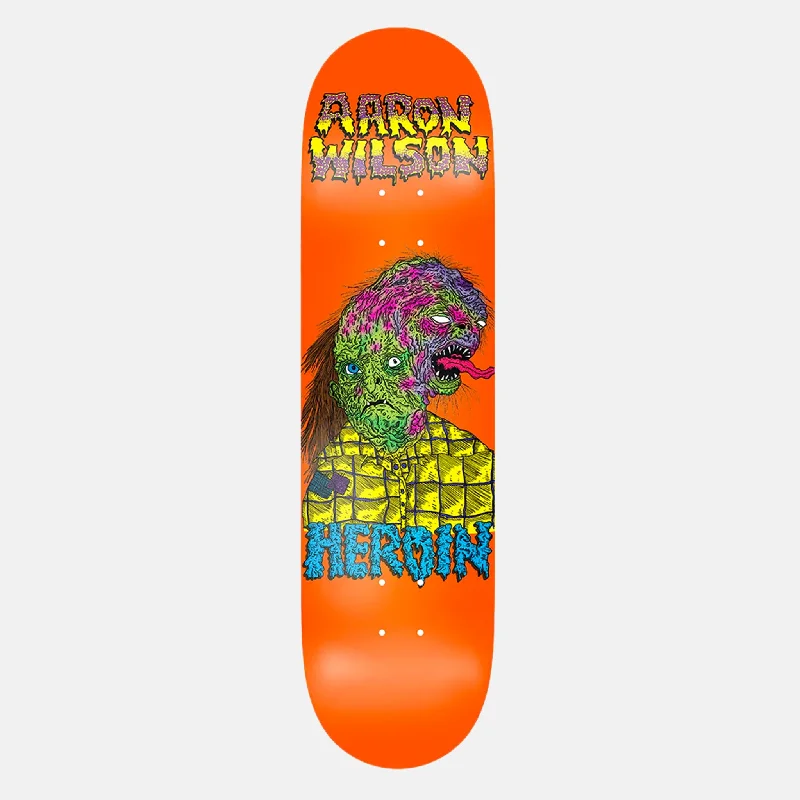 Skateboard Deck with Ultra Light Weight-Heroin Skateboards - 8.5" Aaron Wilson Face Melter Skateboard Deck (Orange)