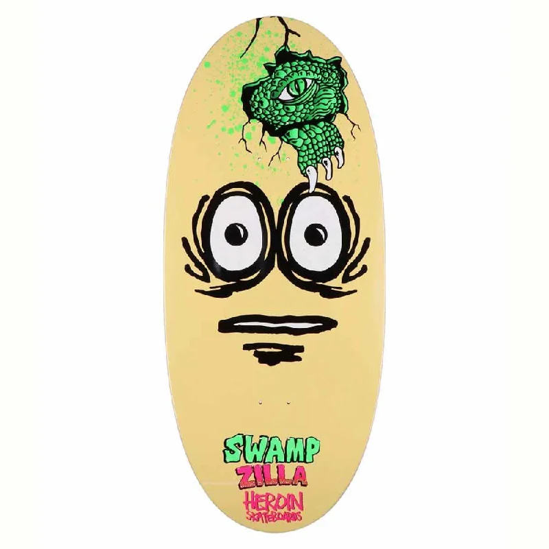 Skateboard Deck with Bold Colors-Heroin Swampy Swampzilla Skateboard Deck 13" Egg Shape