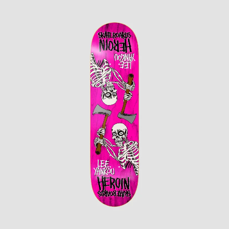 Skateboard Deck for Concrete Jungle Rides-Heroin Yankou Axe Skeletons Symmetrical Razor Edge Skateboard Deck Various Stains - 8.25"